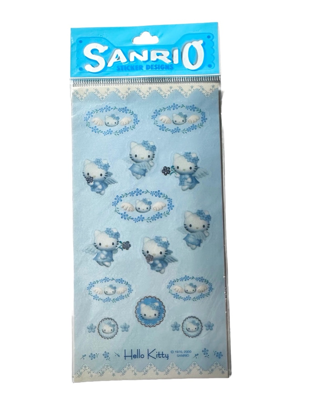 Vintage Sanrio Sticker Designs Hello Kitty Blue Angel 2000 Y2K Smiles Satin New